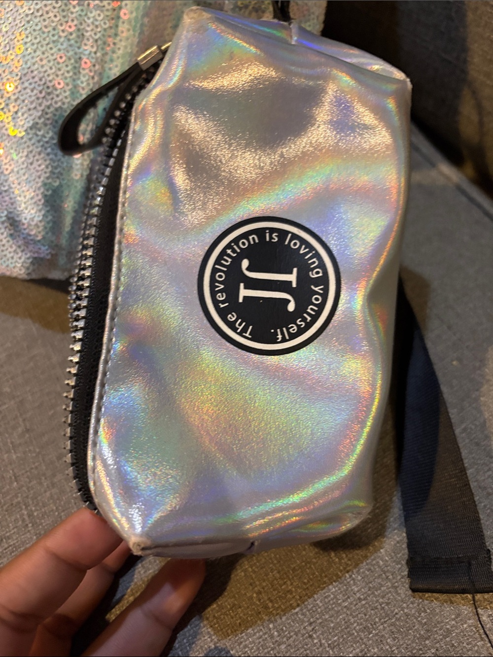 Justice Iridescent & Black Sequin Kids Backpack with lunch box and pouch Set - Picture 7 of 15